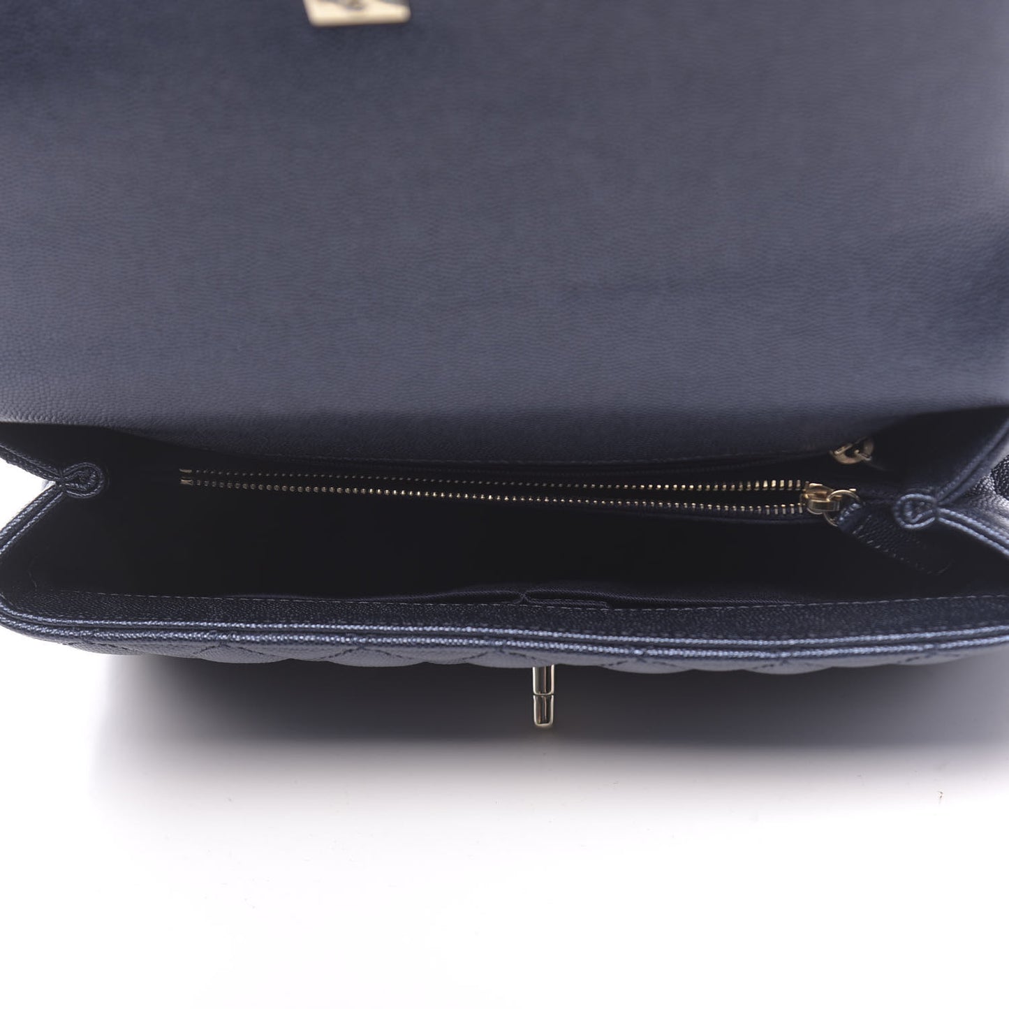 Iridescent Caviar Quilted Small Coco Handle Flap Dark Blue