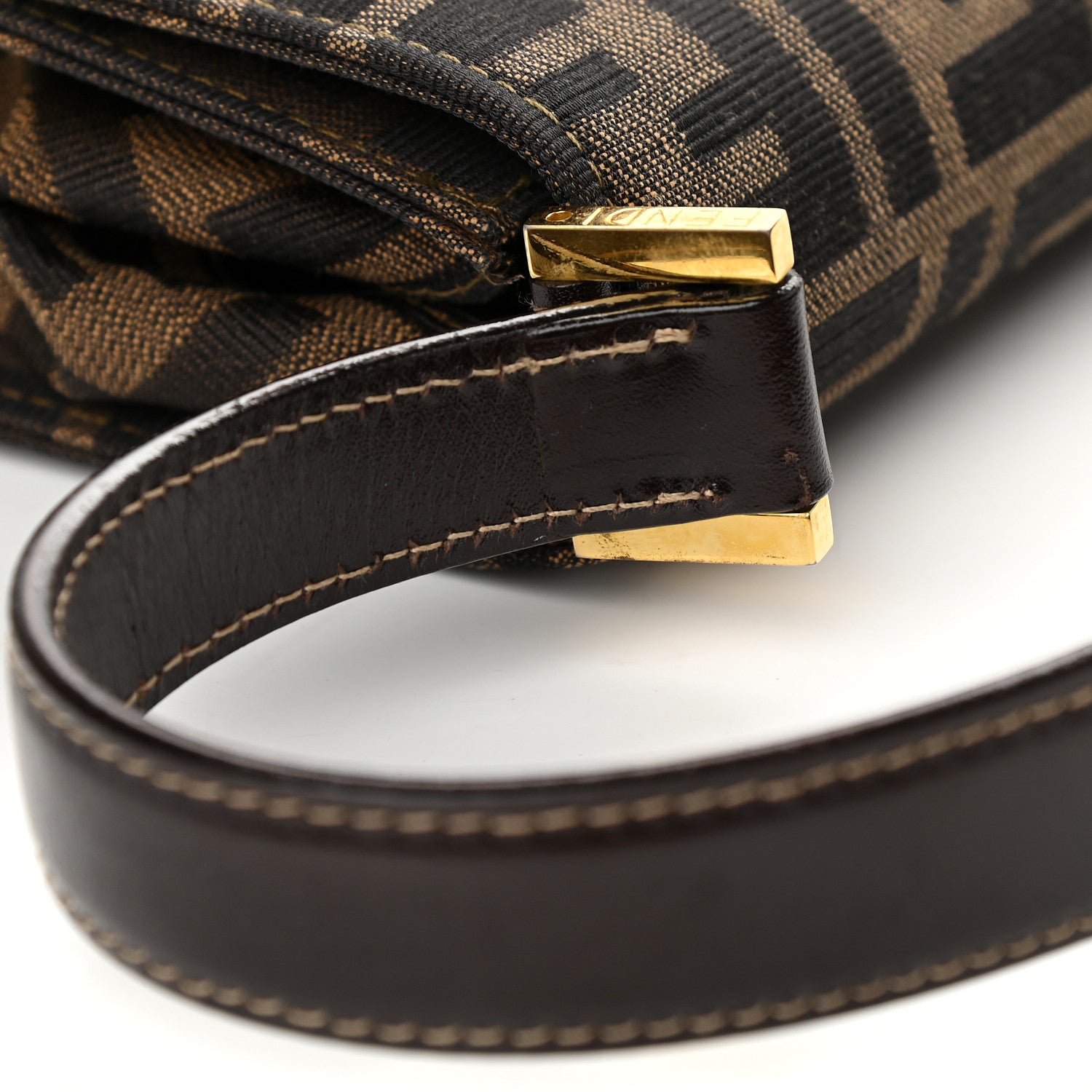 Fendi Zucca Calfskin Shoulder Bag Tobacco 10 of 10