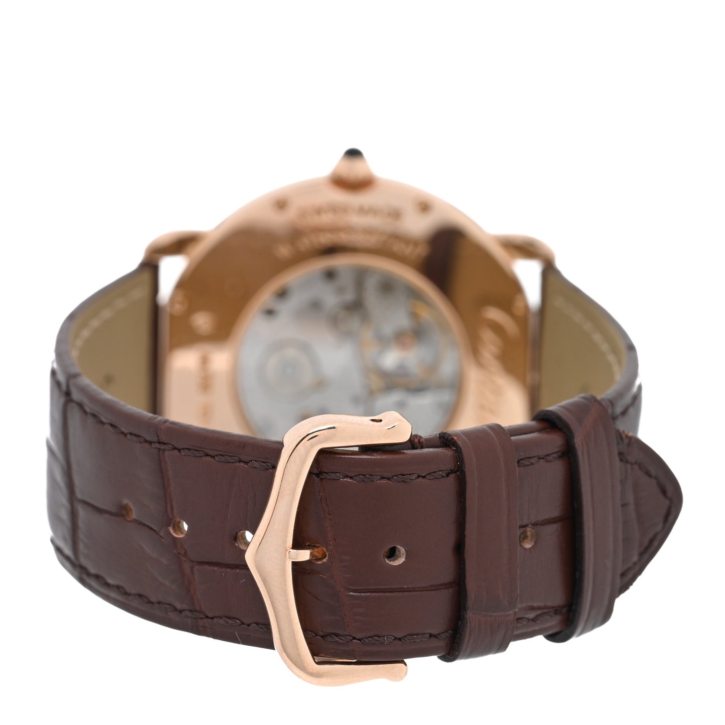 18K Pink Gold Alligator 36mm Ronde Louis Manual Winding Watch Brown