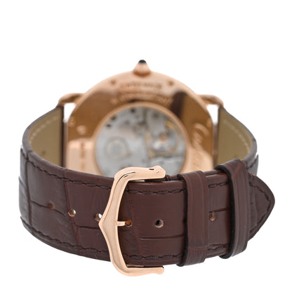 Cartier 18K Pink Gold Alligator 36mm Ronde Louis Manual Winding Watch Brown 3 of 4
