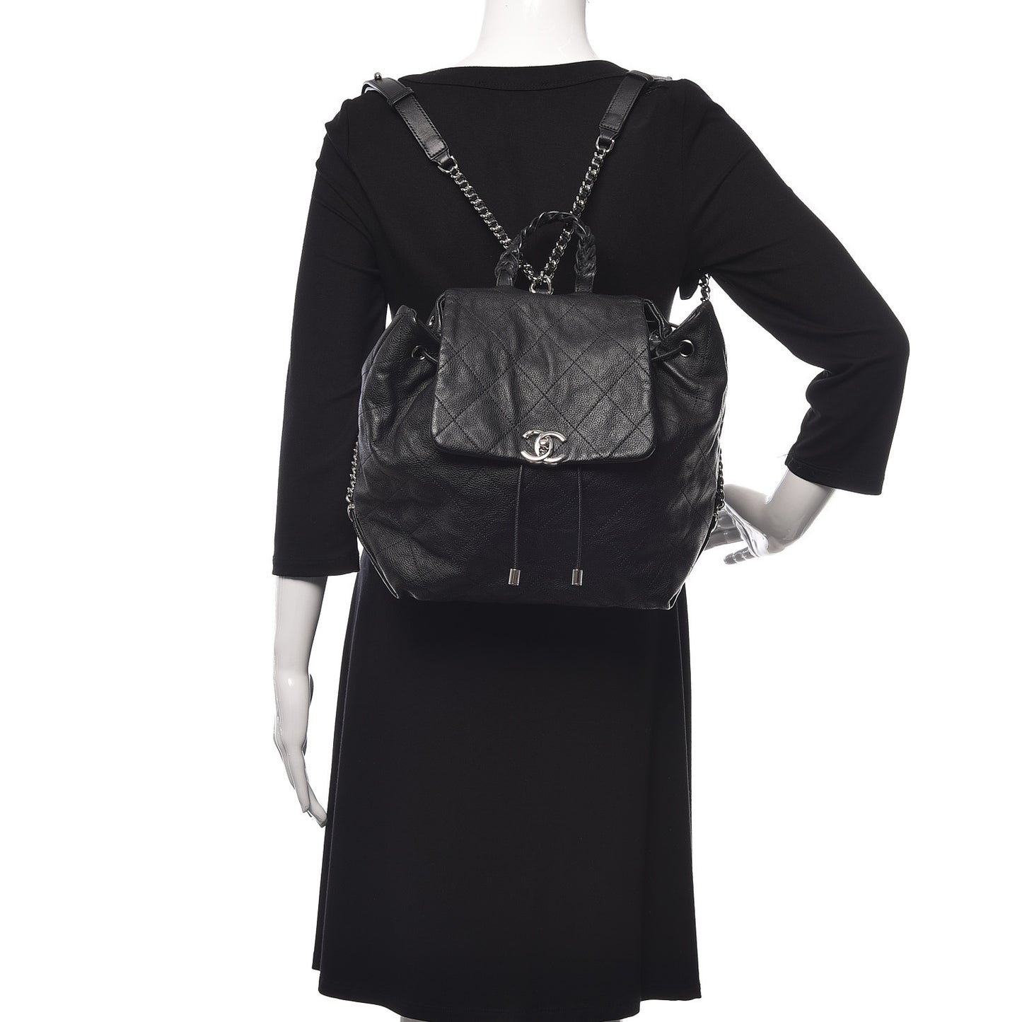 Caviar Stitched Backpack Black