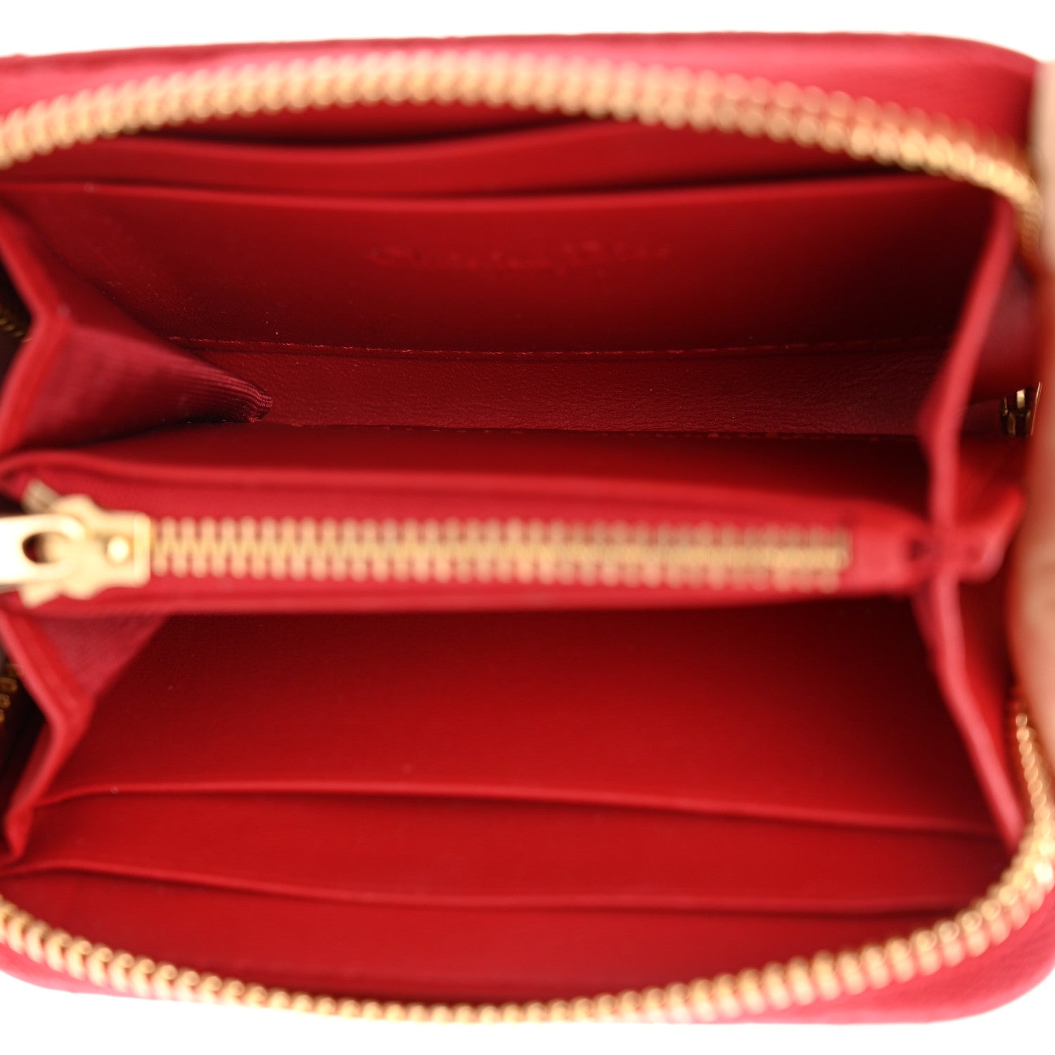 Christian Dior Lambskin Cannage Dioramour Small Lady Dior Voyageur Coin Purse Wallet Spicy Red 5 of 9