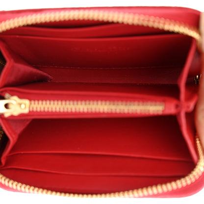 Christian Dior Lambskin Cannage Dioramour Small Lady Dior Voyageur Coin Purse Wallet Spicy Red 5 of 9