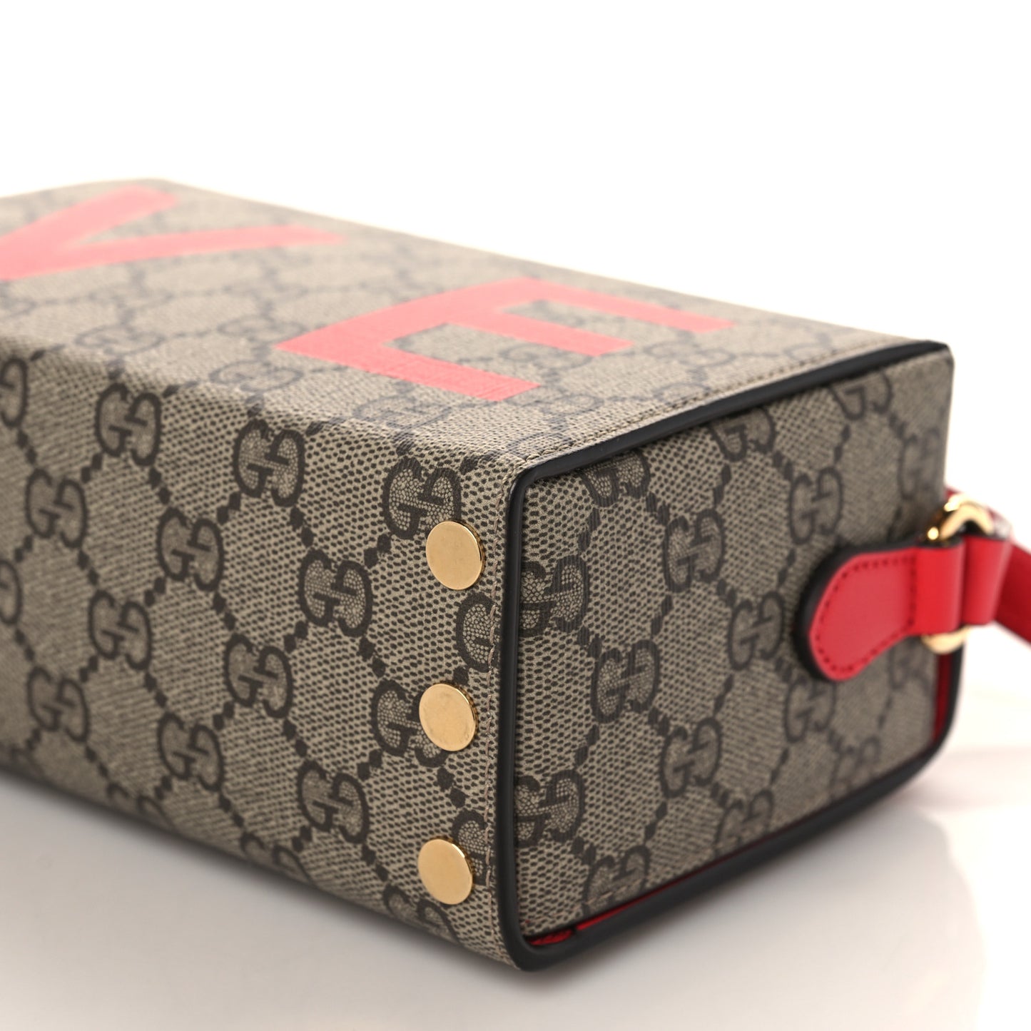 GG Supreme Monogram Moon Calfskin Love Valentines Day Padlock Case Beige Ebony New Geranium