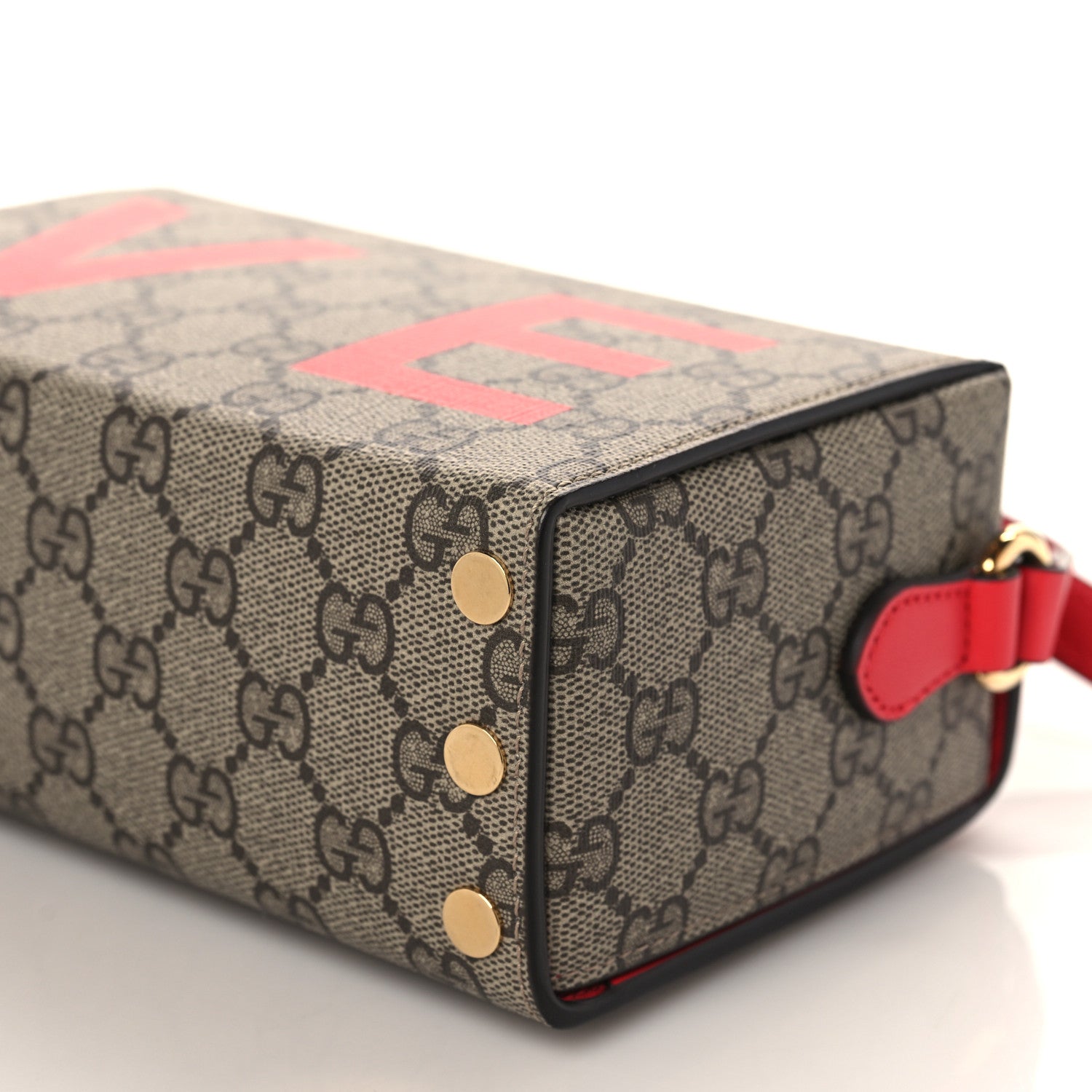 Gucci GG Supreme Monogram Moon Calfskin Love Valentines Day Padlock Case Beige Ebony New Geranium 8 of 8