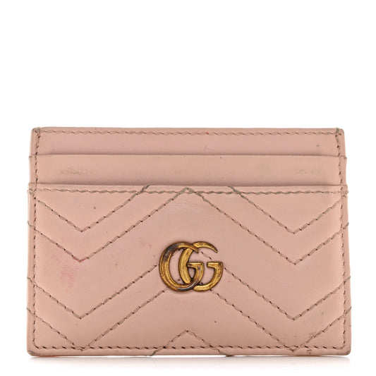 Calfskin Matelasse GG Marmont Card Holder Perfect Pink