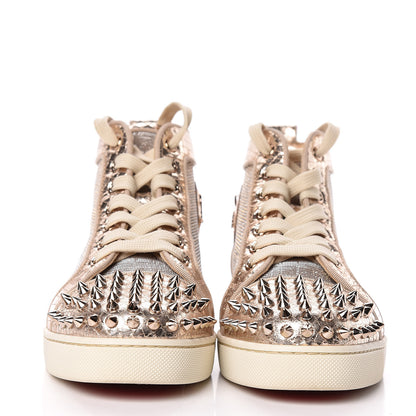 Christian Louboutin Lame Womens Lou Spikes Flat Sneakers 37.5 Gold 2 of 9
