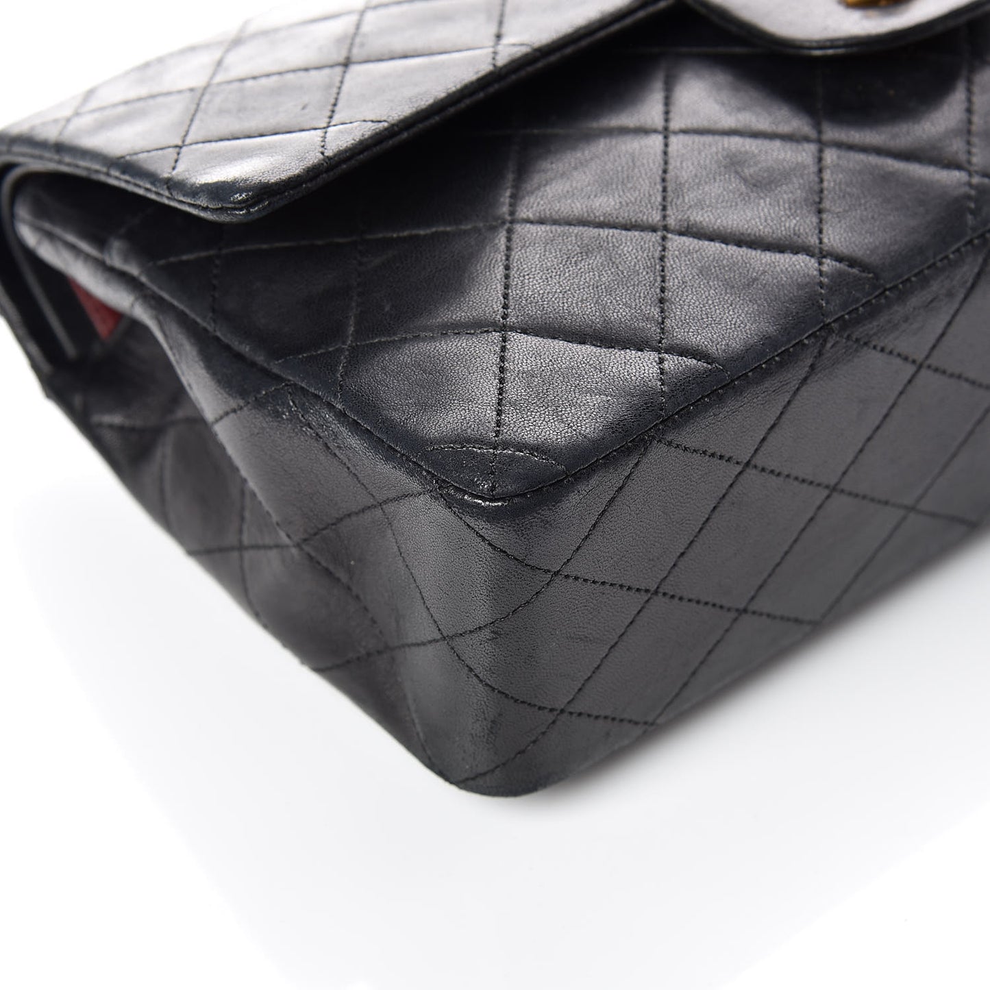 Lambskin Quilted Medium Double Flap Black