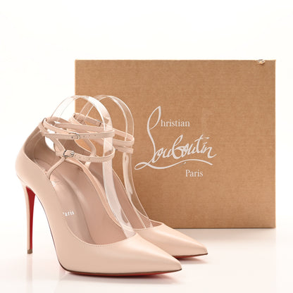 Christian Louboutin Nappa Conclusive 100 Ankle Strap Pumps 38 Leche 10 of 10