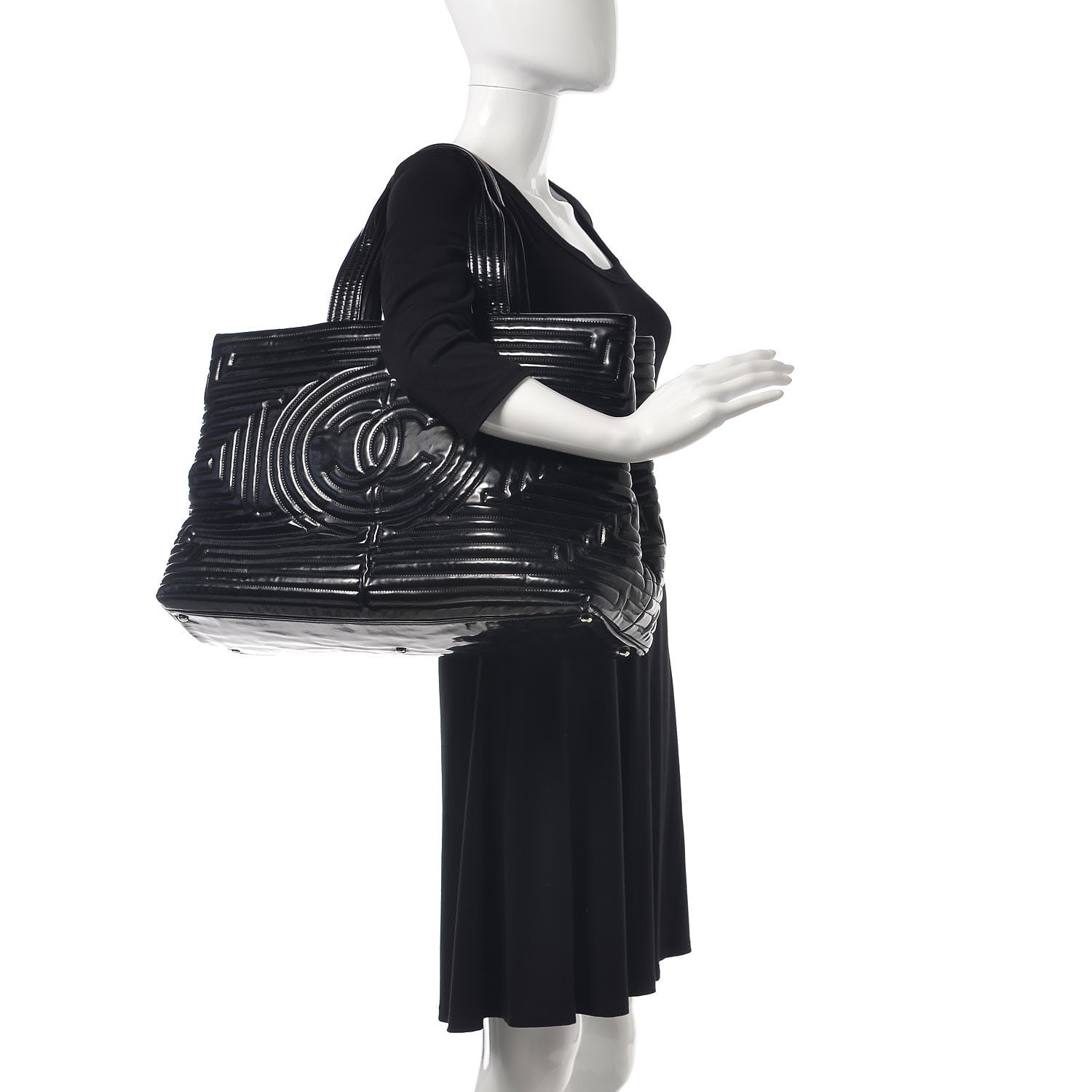 Chanel Vinyl Coco Ming Grand Shopping Tote Black 2 of 7