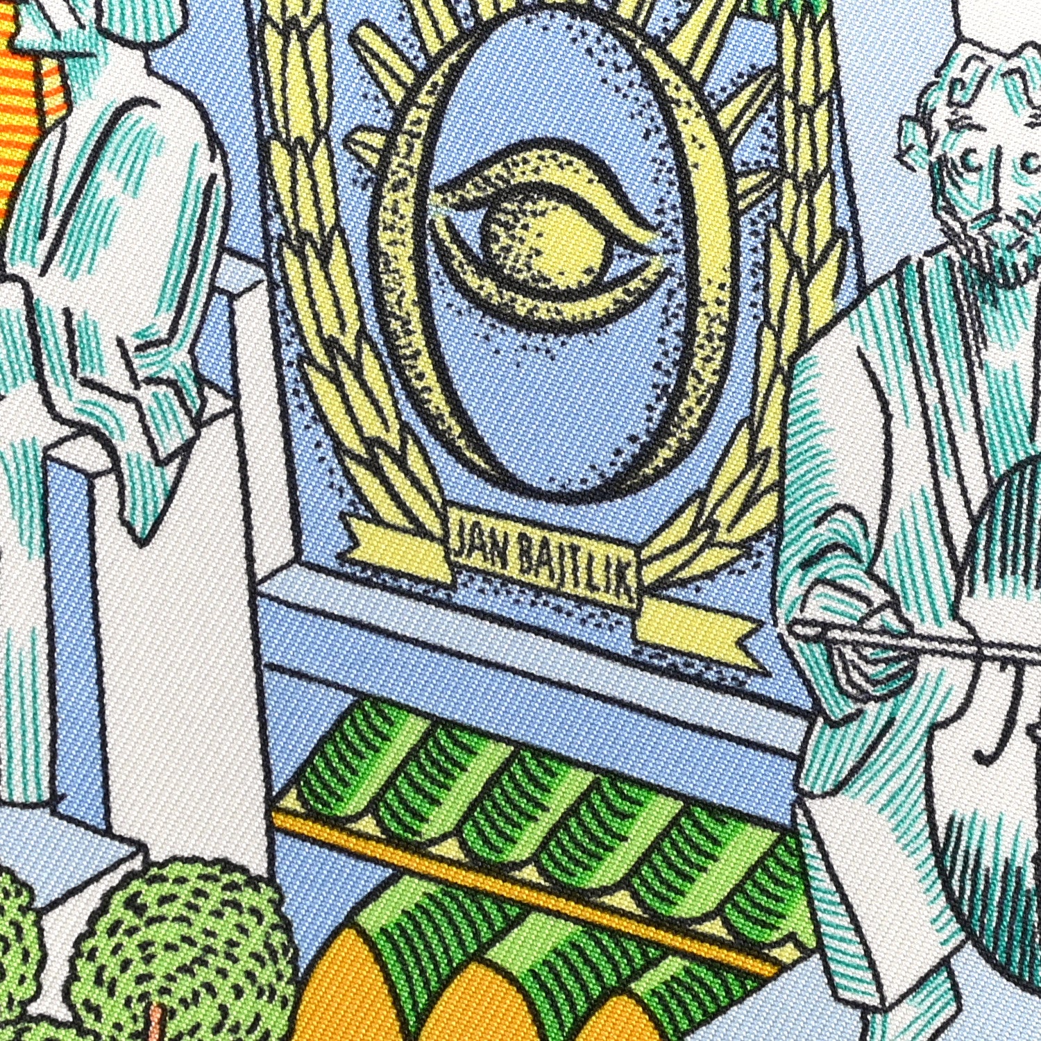 Hermes Silk Animapolis Scarf 90 Jaune Vif Vert Rose 4 of 5