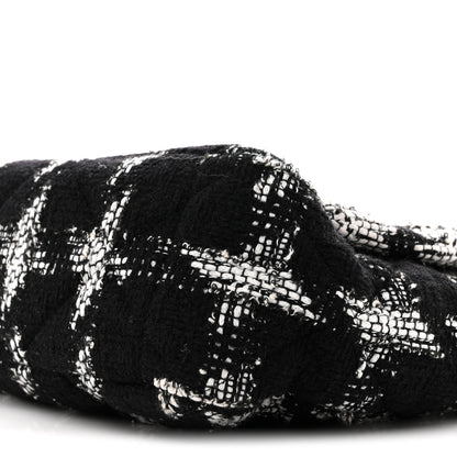 Chanel Tweed Quilted Maxi Chanel 19 Flap Black White 10 of 14