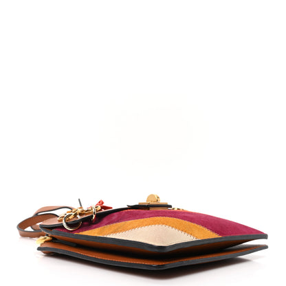 Chloe Calfskin Suede Rainbow Patchwork Small Jane Fringe Bag Caramel 4 of 10