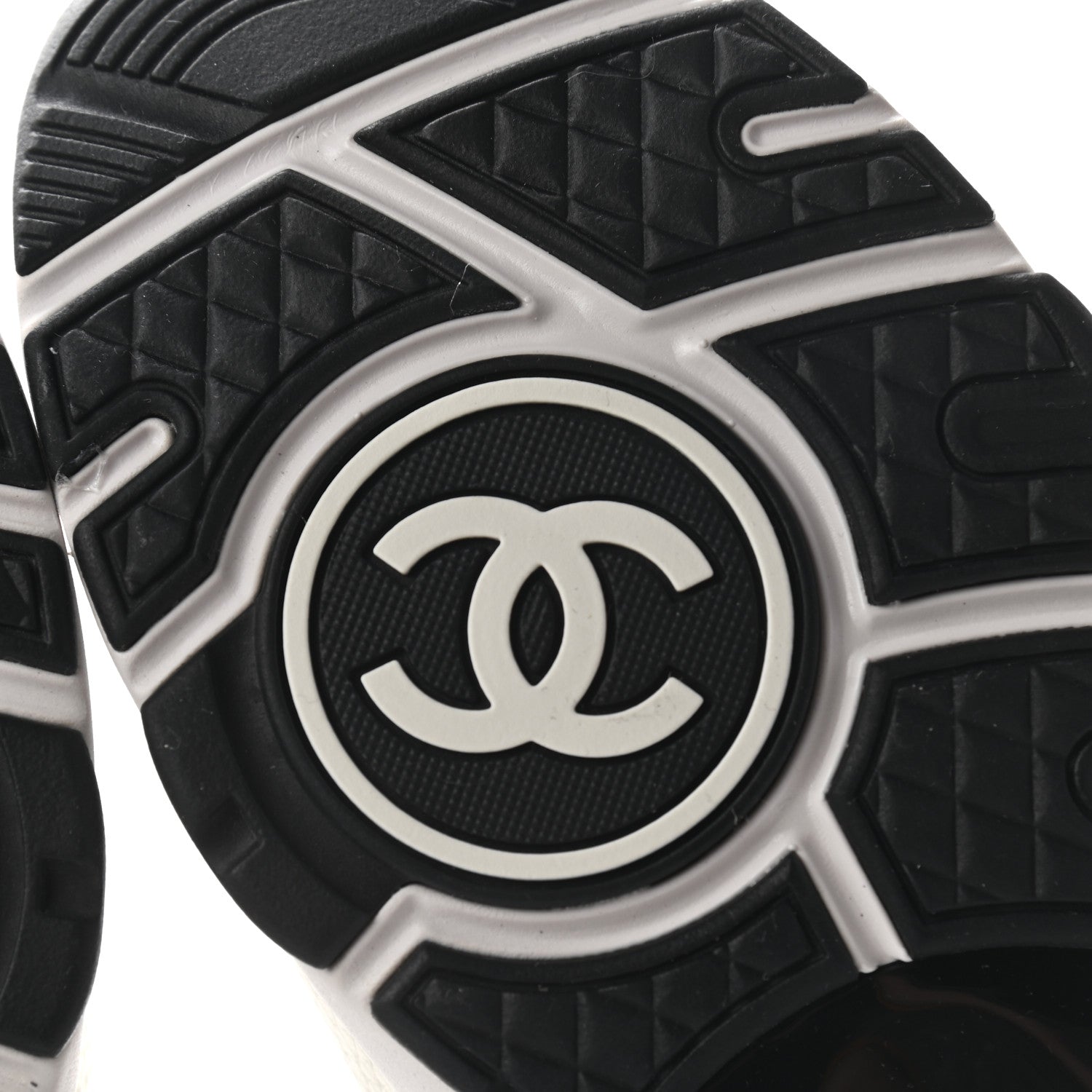 Chanel Mesh Suede Calfskin Grained Calfskin Womens CC Sneakers 40.5 White Black 7 of 8