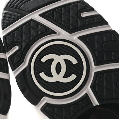Chanel Mesh Suede Calfskin Grained Calfskin Womens CC Sneakers 40.5 White Black 7 of 8