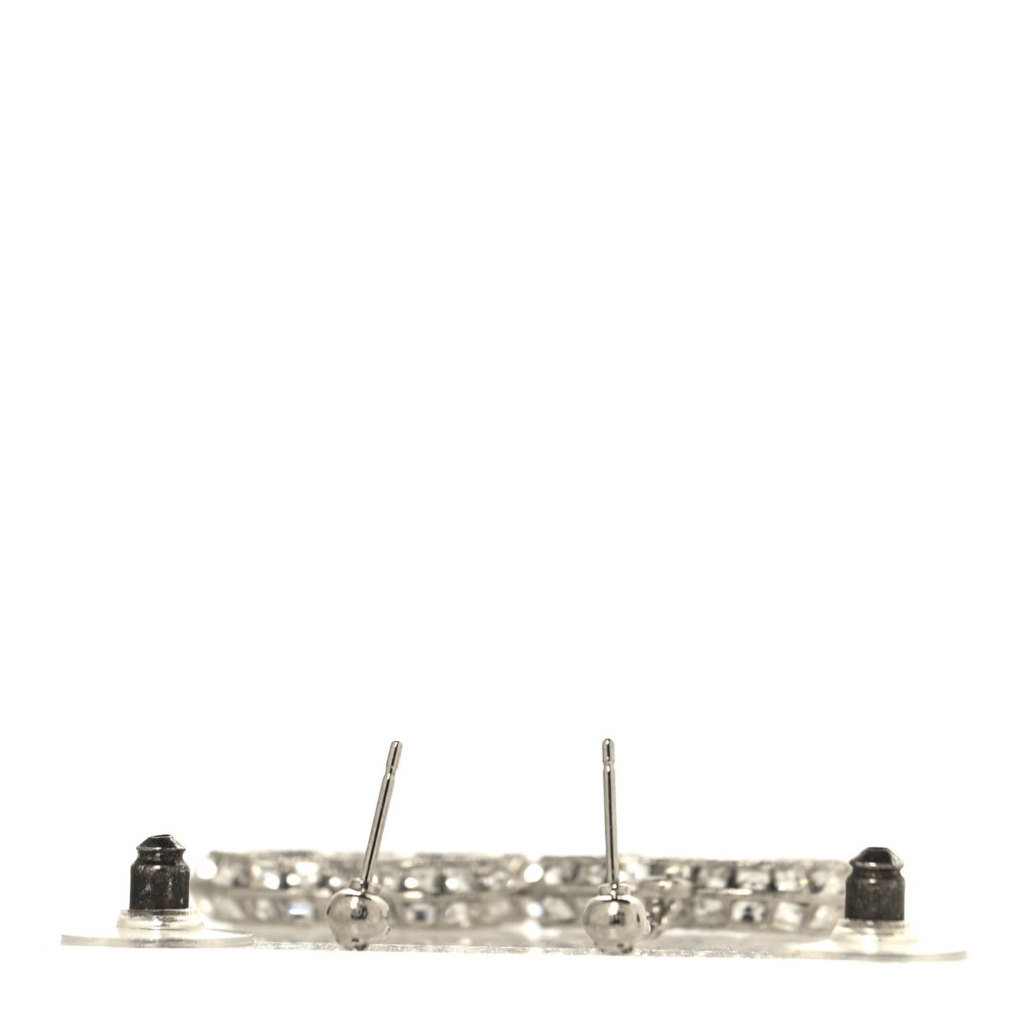 Baguette Crystal CC Drop Earrings Silver