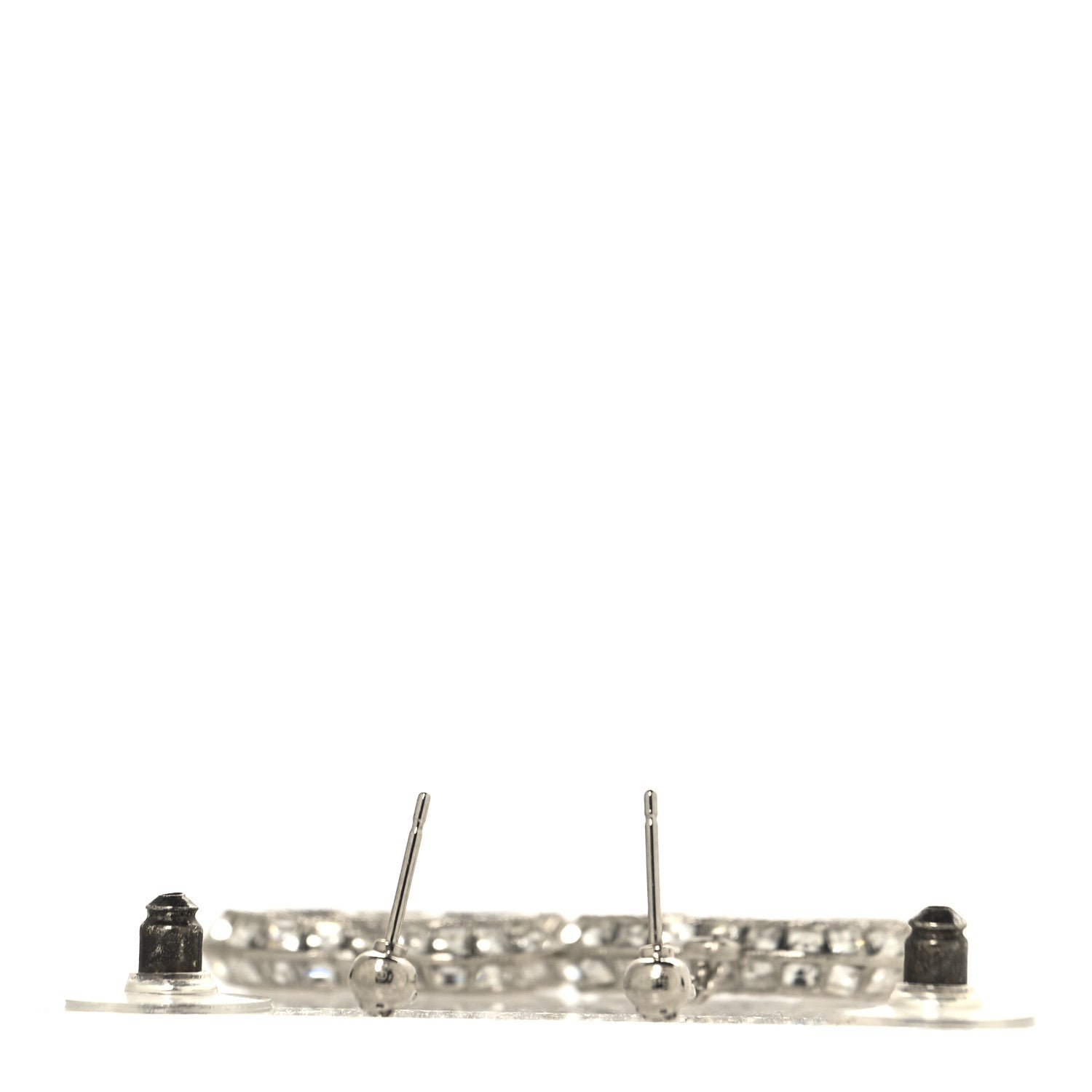 Chanel Baguette Crystal CC Drop Earrings Silver 3 of 5
