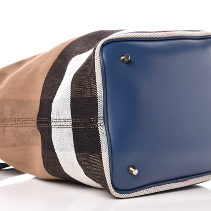 Burberry Canvas Mega Check Medium Susanna Hobo Blue 14 of 15