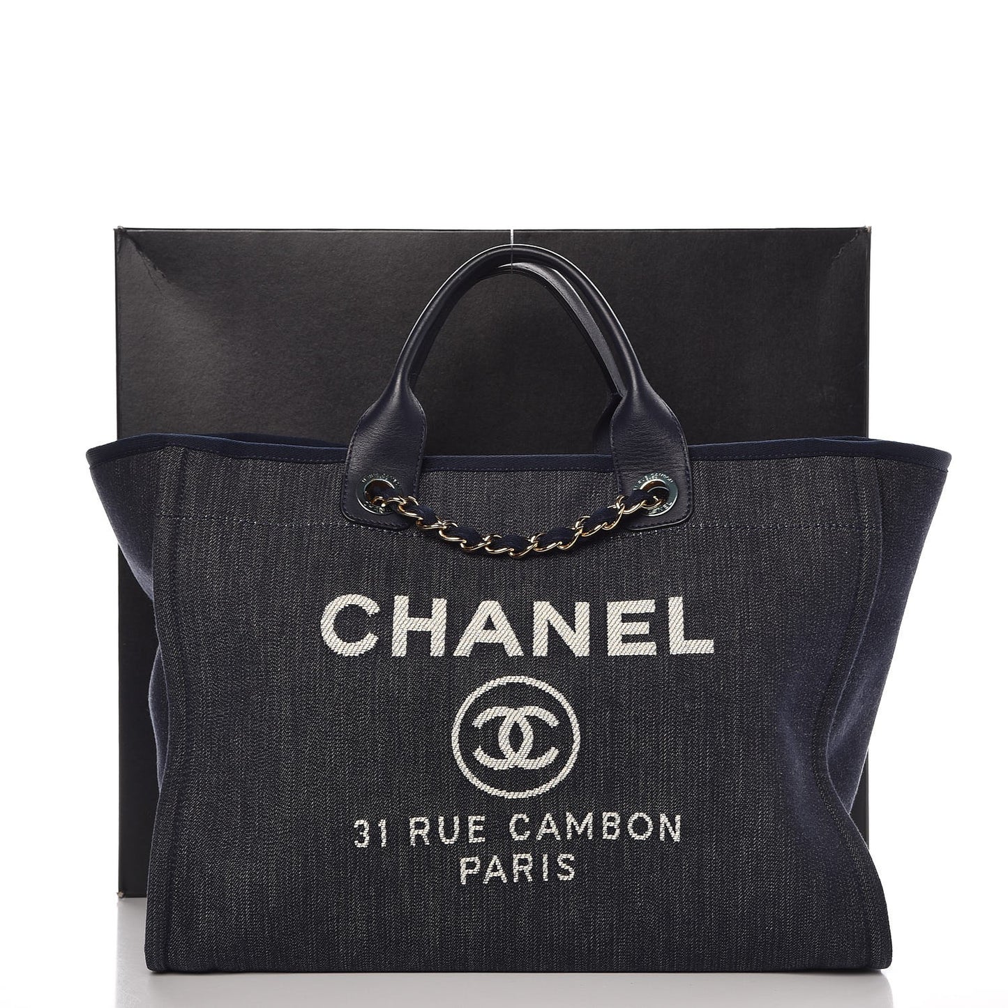 Denim Large Deauville Tote Dark Blue