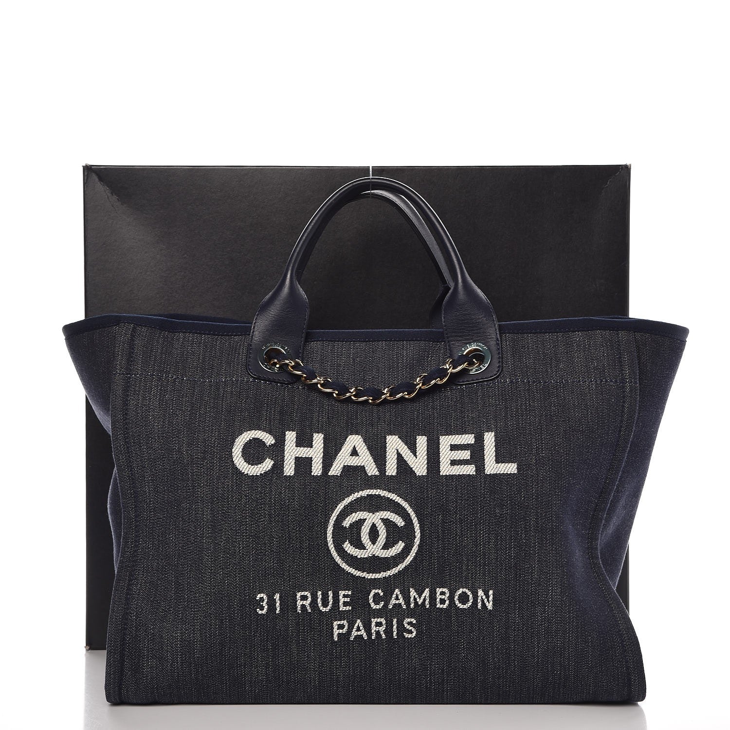 Chanel Denim Large Deauville Tote Dark Blue 10 of 10