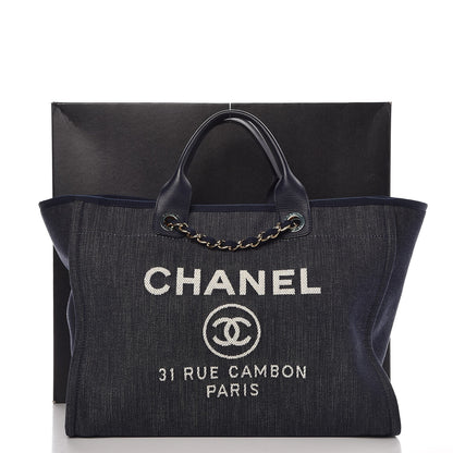 Chanel Denim Large Deauville Tote Dark Blue 10 of 10