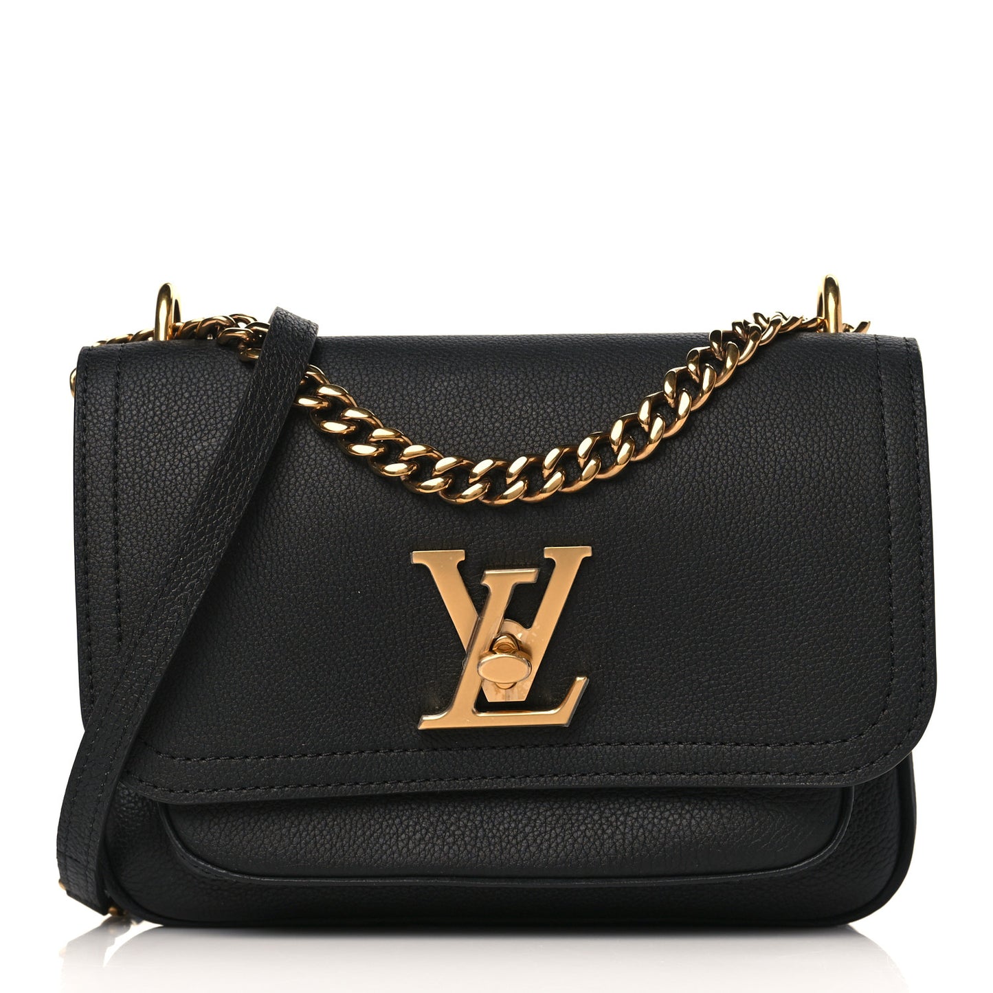 Grained Calfskin Lockme Chain Bag PM Black