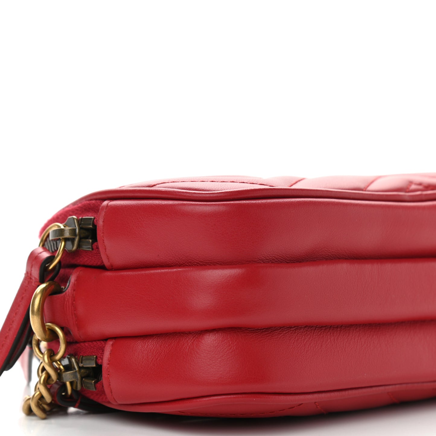 Calfskin Matelasse Mini GG Marmont Chain Crossbody Bag Hibiscus Red