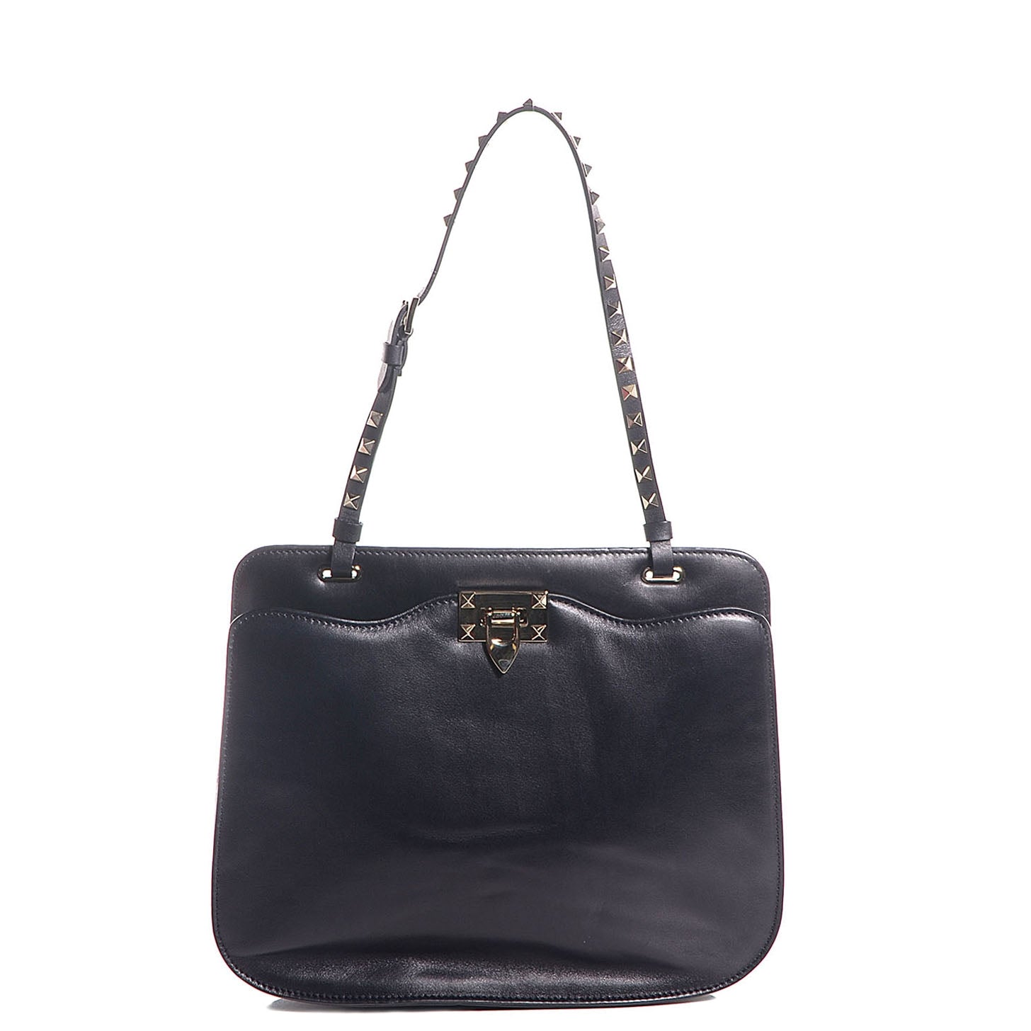 Valentino Garavani Vitello Rockstud Shoulder Satchel Navy 1 of 8