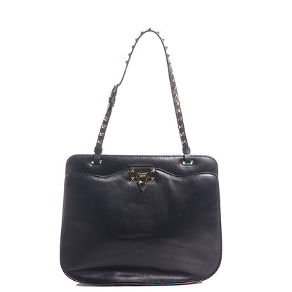 Valentino Garavani Vitello Rockstud Shoulder Satchel Navy 1 of 8