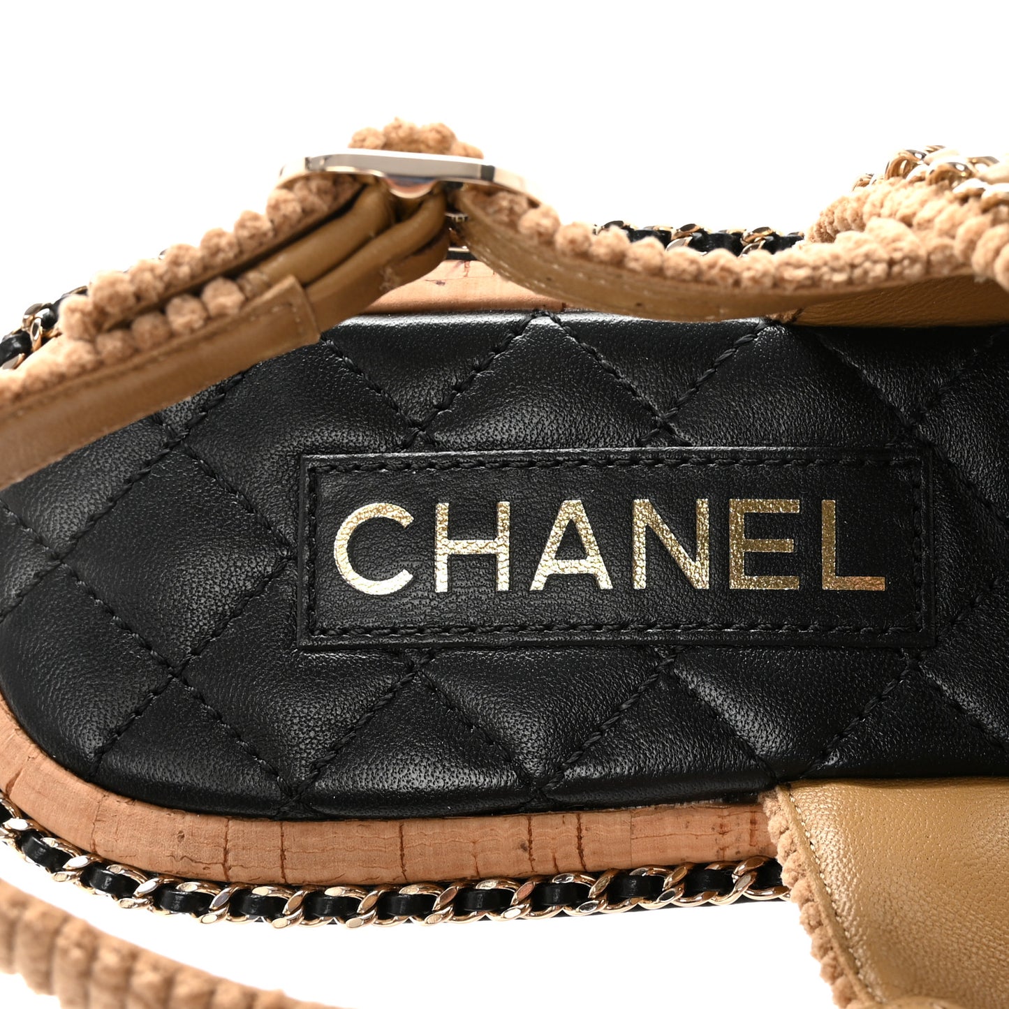 Corduroy Chain CC Sandal 40 Dark Beige