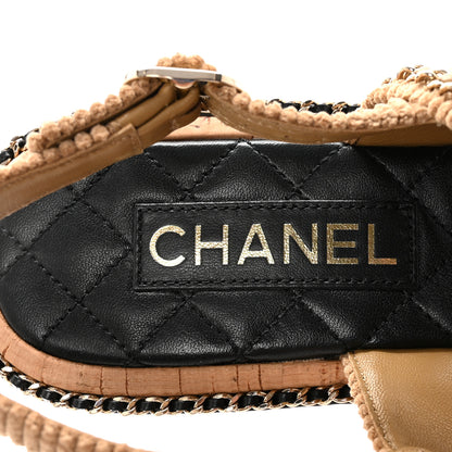 Chanel Corduroy Chain CC Sandal 40 Dark Beige 7 of 9