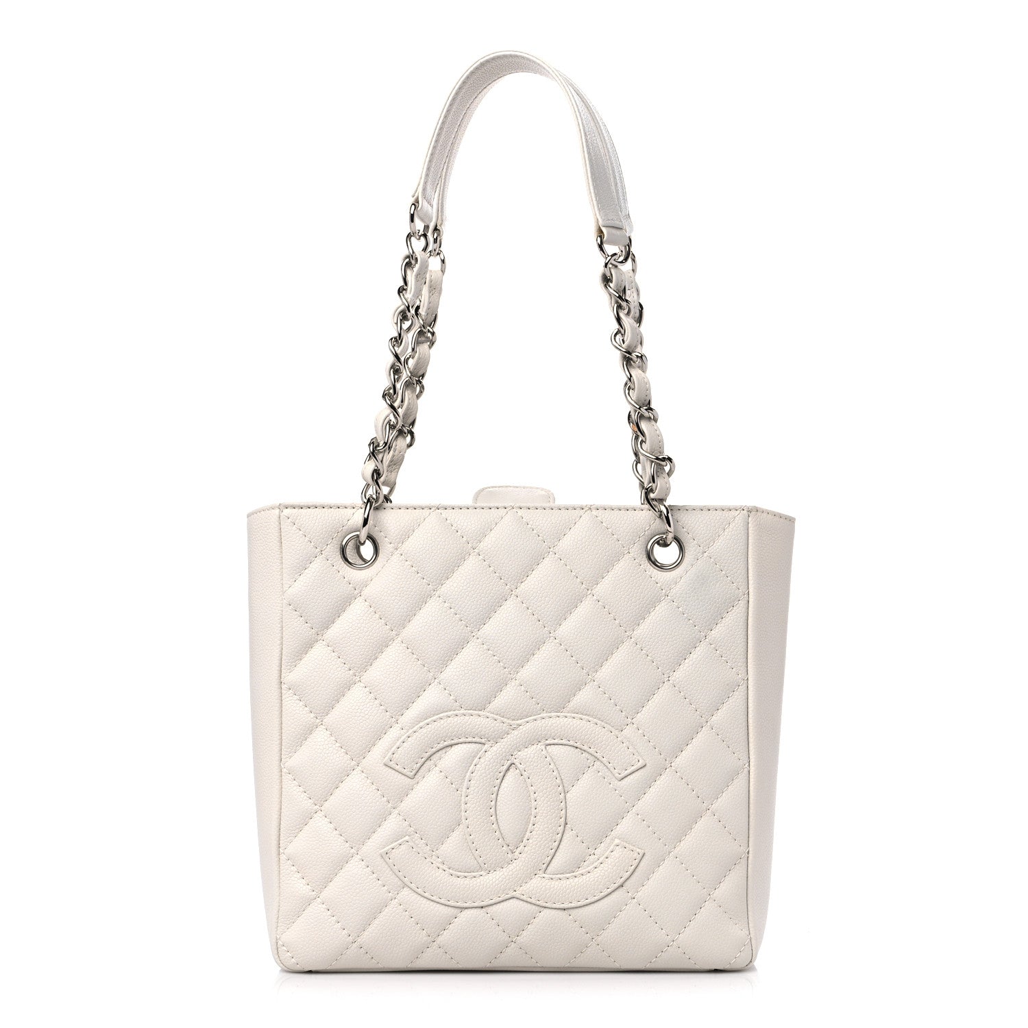Chanel Caviar Quilted Petit Shopping Tote PST White 1 of 9