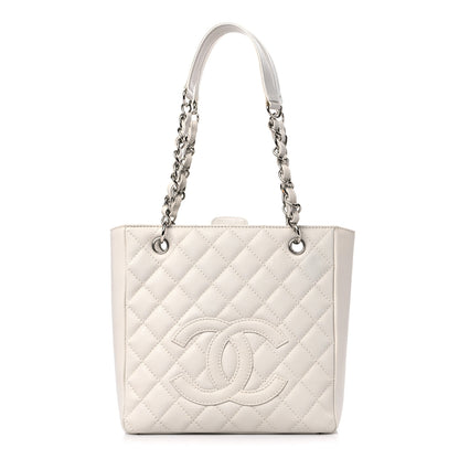 Chanel Caviar Quilted Petit Shopping Tote PST White 1 of 9