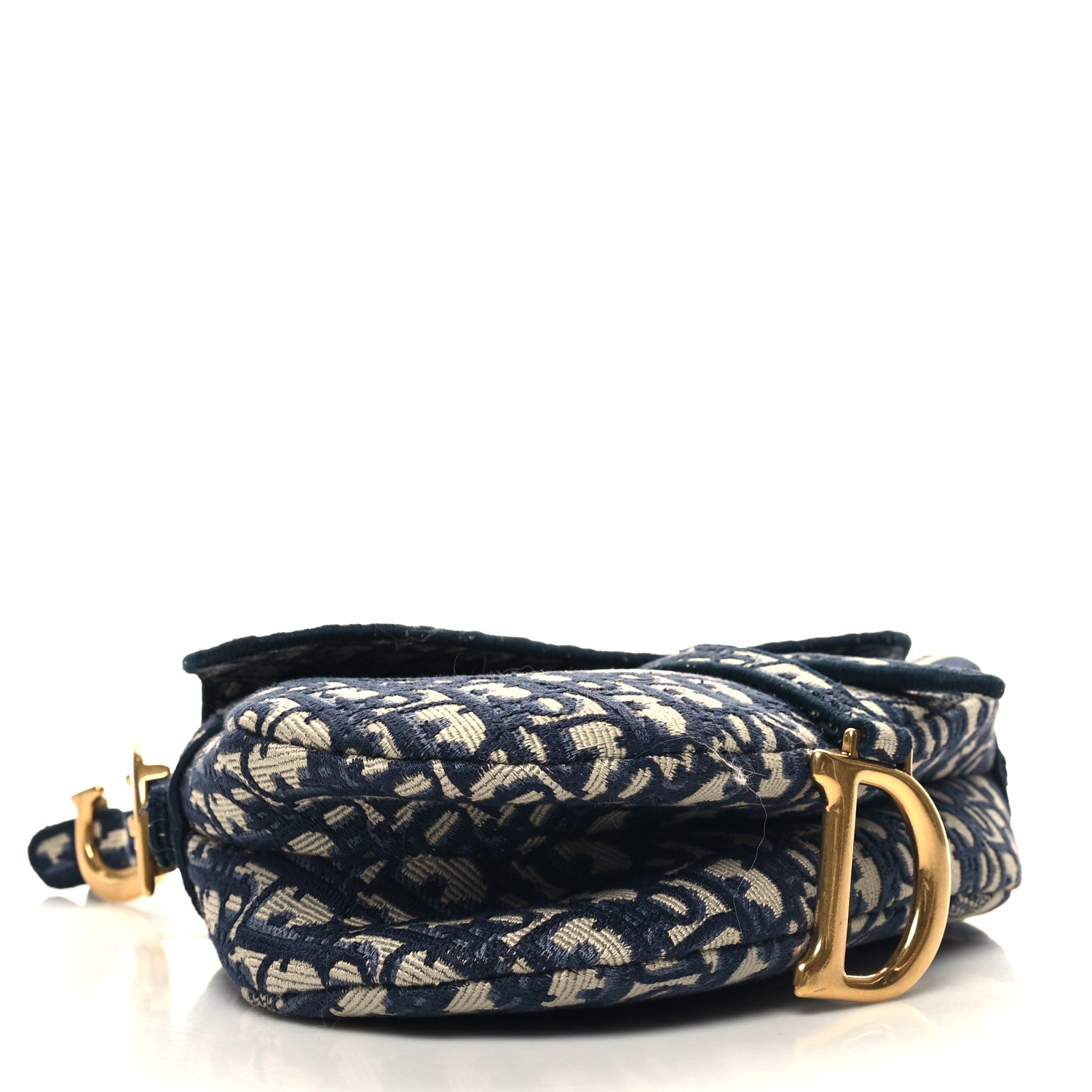 Christian Dior Oblique Embroidered Saddle Bag Blue 4 of 12