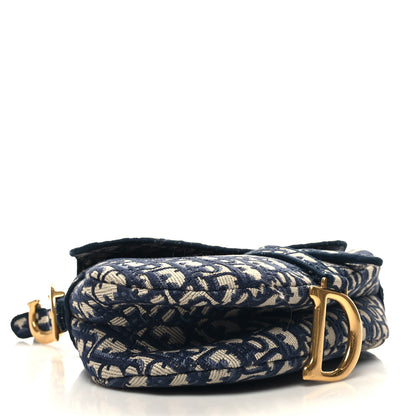 Christian Dior Oblique Embroidered Saddle Bag Blue 4 of 12
