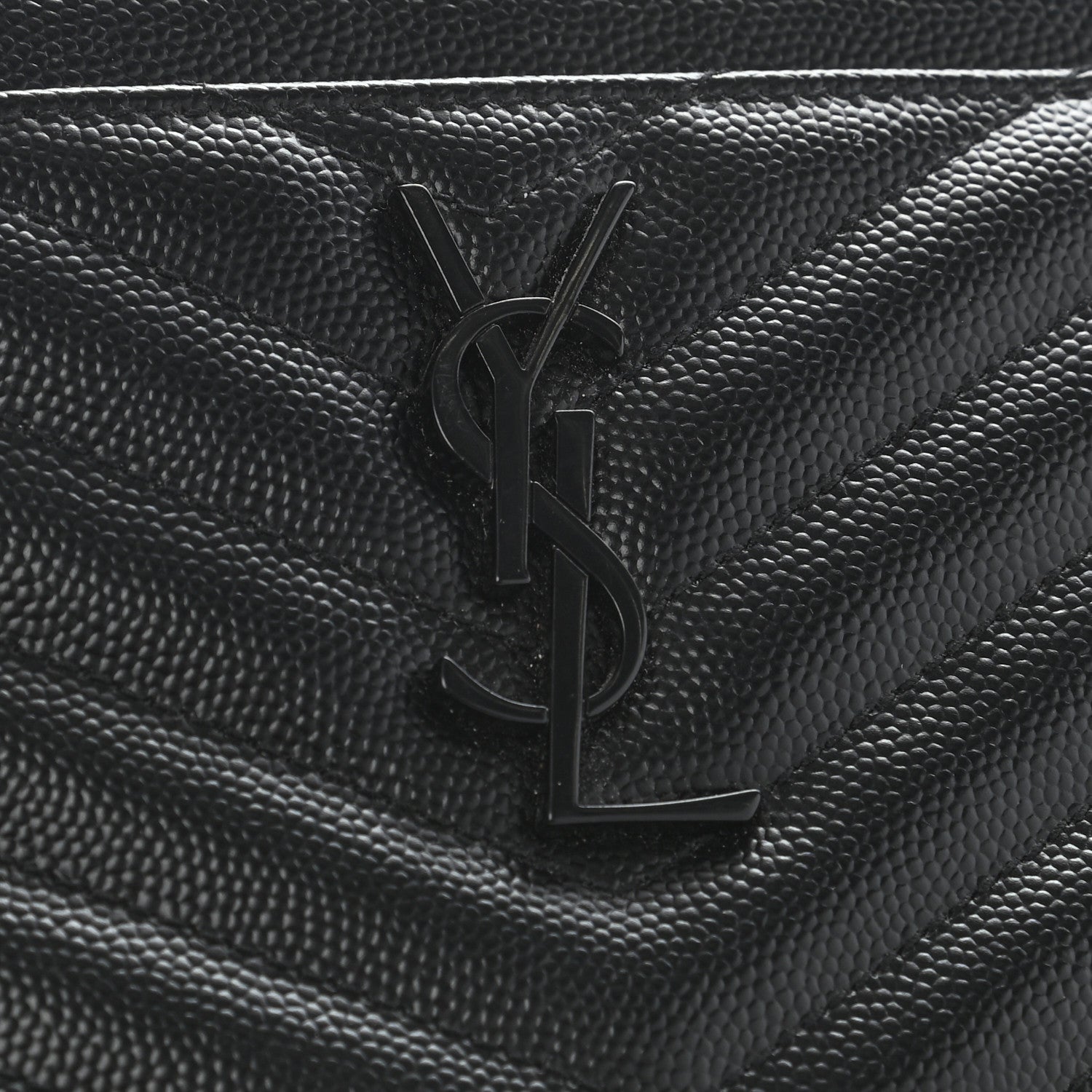 Saint Laurent Grain De Poudre Chevron Monogram Bill Pouch Black 9 of 11