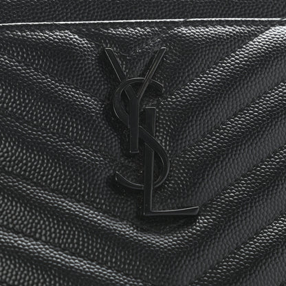 Saint Laurent Grain De Poudre Chevron Monogram Bill Pouch Black 9 of 11