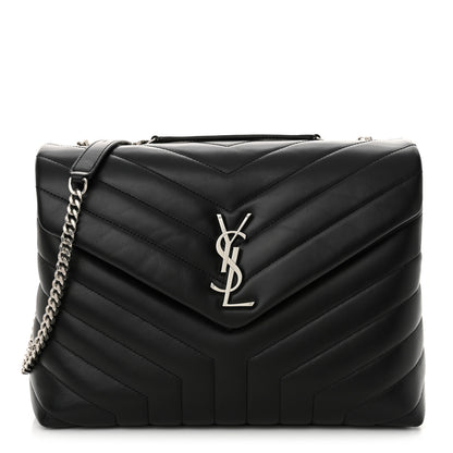 Saint Laurent Calfskin Y Quilted Monogram Medium Loulou Chain Satchel Black 1 of 10