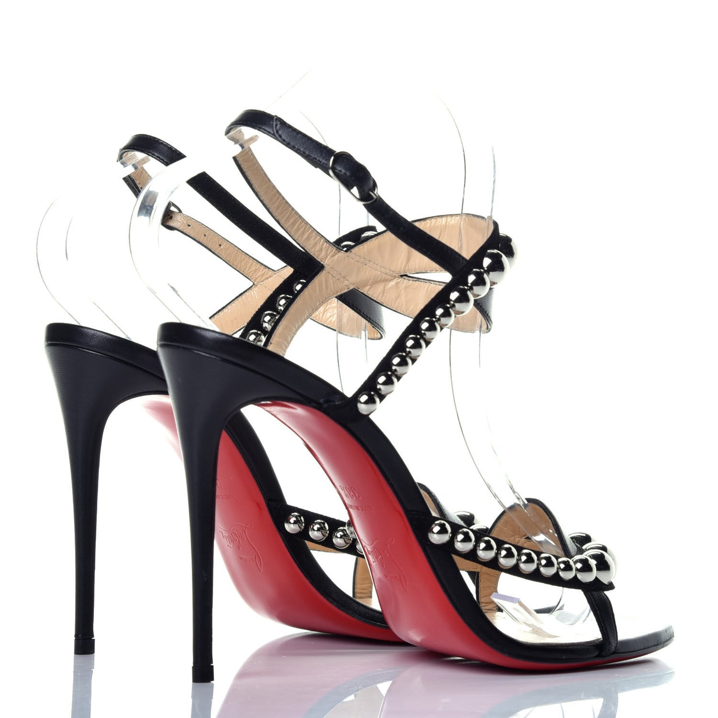 Shiny Nappa Suede Galeria 100 Sandals 38.5 Black Silver