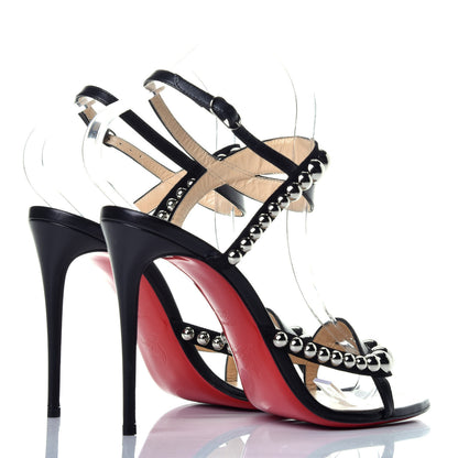 Christian Louboutin Shiny Nappa Suede Galeria 100 Sandals 38.5 Black Silver 4 of 9