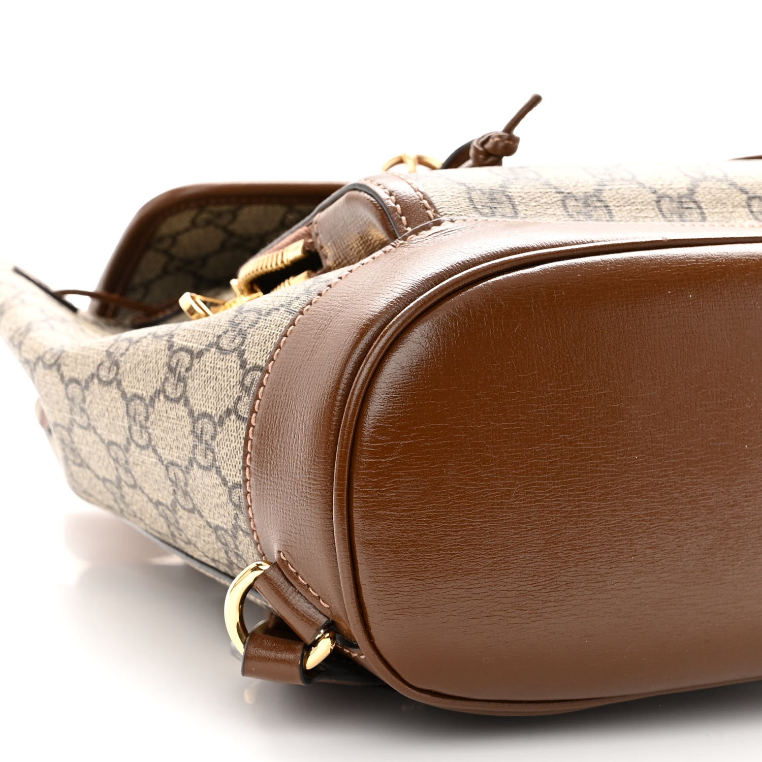 Gucci GG Supreme Monogram Azalea Calfskin Retro Interlocking G Buckle Backpack Beige Ebony Brown Sugar 8 of 9