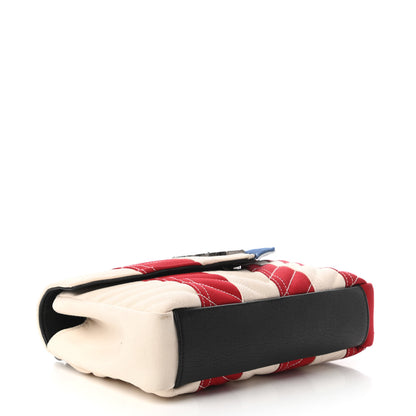 Saint Laurent Canvas Matelasse Chevron American Flag Monogram Medium College Bag Red Blue 4 of 10