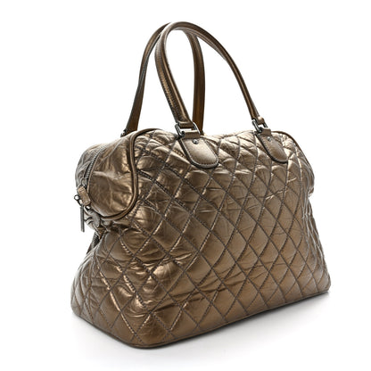 Chanel Metallic Calfskin Paris New York Duffel Bag Bronze 3 of 14