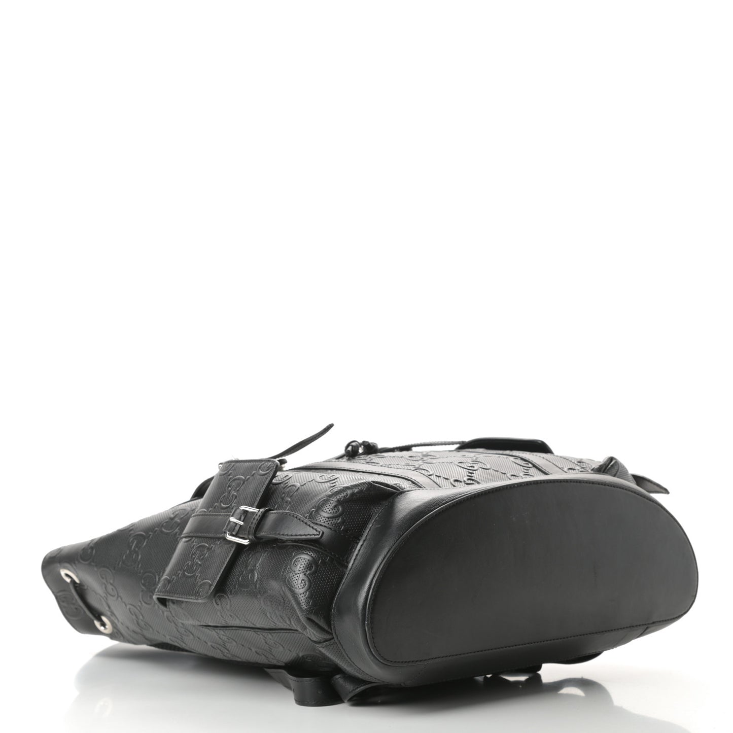 Calfskin GG Tennis Embossed Double Buckle Backpack Black