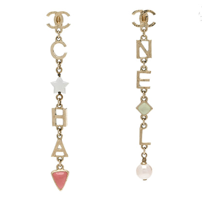 Chanel Enamel Pearl CC Cha-Nel Drop Earrings Gold 1 of 5