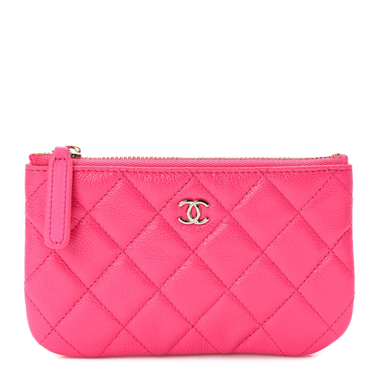 Caviar Quilted Small Cosmetic Case Fuchsia
