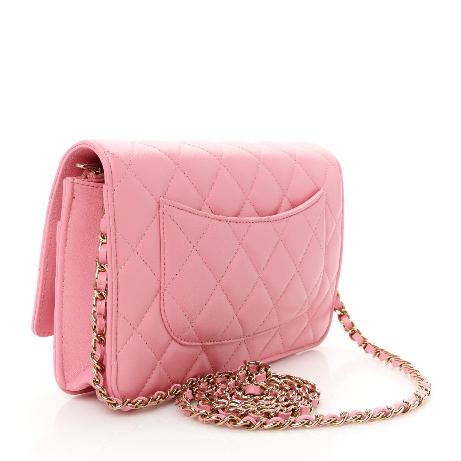 Chanel Lambskin Quilted Wallet On Chain WOC Pink 3 of 11