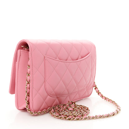 Chanel Lambskin Quilted Wallet On Chain WOC Pink 3 of 11