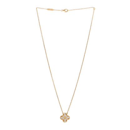 Van Cleef & Arpels 18K Yellow Gold Diamond Vintage Alhambra Pendant Necklace 3 of 4