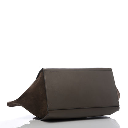Celine Calfskin Suede Large Tri-Color Trapeze Granite 4 of 13